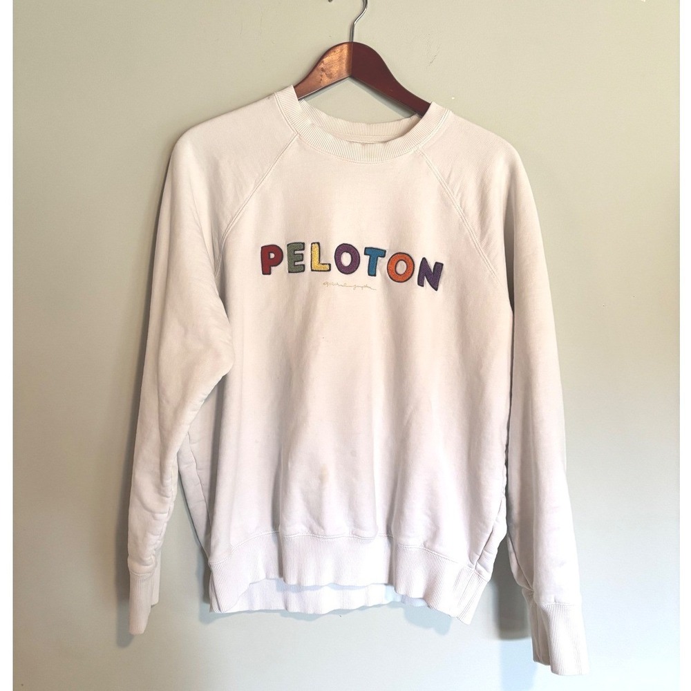Spiritual Gangster Peloton Sweatshirt Womens Large White Rainbow Logo Pullover
